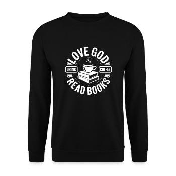 Dear God, drink coffee, read books! Christian - Unisex Sweatshirt - black - Front - Alina (178cm) & Michal (187cm)