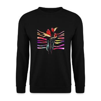 Blumen - Unisex Pullover - Schwarz - Vorne - Alina (178cm) & Michal (187cm)