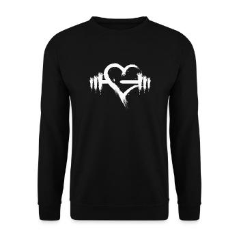 cardio ouvert haltère blanc fitness sport musculation - Sweat-shirt Unisexe - noir - Devant - Alina (178cm) & Michal (187cm)