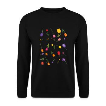 Blumen - Unisex Pullover - Schwarz - Vorne - Alina (178cm) & Michal (187cm)