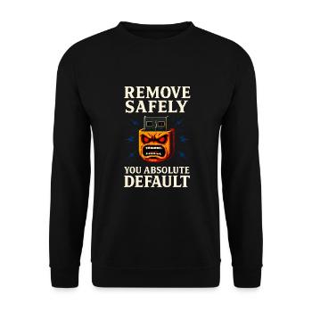 Remove Safely – Tech Rage Pixel Shirt mit USB Wut - Unisex Pullover - Schwarz - Vorne - Alina (178cm) & Michal (187cm)