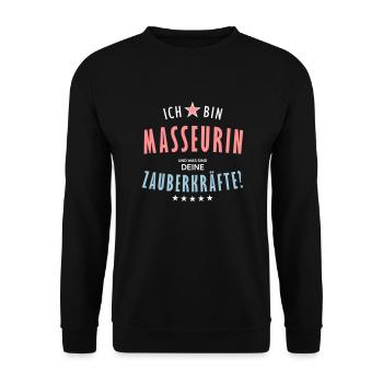 Masseurin Beruf - Geschenk - Unisex Pullover - Schwarz - Vorne - Alina (178cm) & Michal (187cm)
