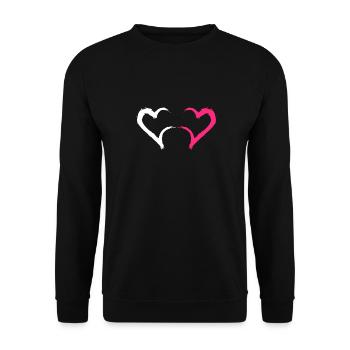 Herz in Rosa und Weiß - Unisex Pullover - Schwarz - Vorne - Alina (178cm) & Michal (187cm)