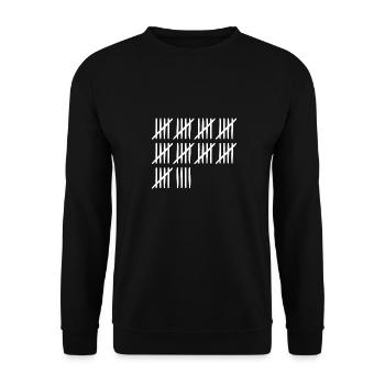 49. Geburtstag Strichliste 49 Jahre alt - Unisex Pullover - Schwarz - Vorne - Alina (178cm) & Michal (187cm)