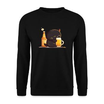 Câlins de chat avec de la bière - Sweat-shirt Unisexe - noir - Devant - Alina (178cm) & Michal (187cm)