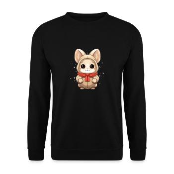 Design de Noël lapin - Style Kawaii - Sweat-shirt Unisexe - noir - Devant - Alina (178cm) & Michal (187cm)