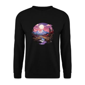 Landscape - Illustration - Unisex Sweatshirt - black - Front - Alina (178cm) & Michal (187cm)