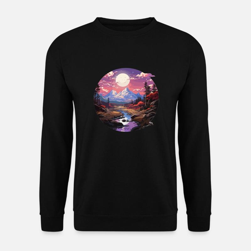 Landschaft - Illustration - Unisex Pullover - Schwarz
