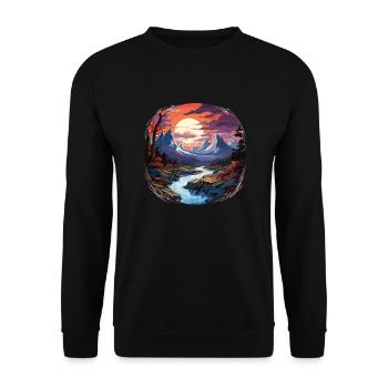 Landscape - Illustration - Unisex Sweatshirt - black - Front - Alina (178cm) & Michal (187cm)