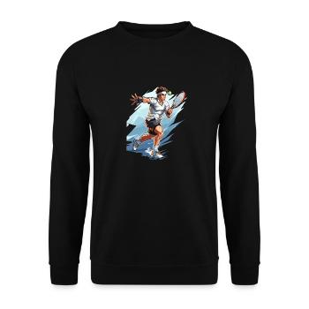 Joueur de tennis - Illustration - Sweat-shirt Unisexe - noir - Devant - Alina (178cm) & Michal (187cm)