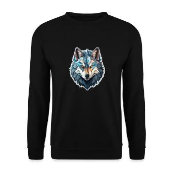 Wolf - Illustration - Unisex Pullover - Schwarz - Vorne - Alina (178cm) & Michal (187cm)