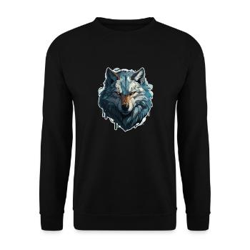 Wolf - Illustration - Unisex Pullover - Schwarz - Vorne - Alina (178cm) & Michal (187cm)