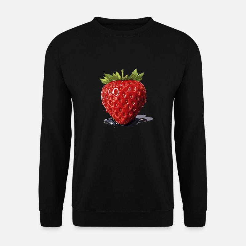 Erdbeere - Illustration - Unisex Pullover - Schwarz