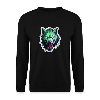 Wolf - Illustration - Unisex Pullover - Schwarz - Vorne - Alina (178cm) & Michal (187cm)