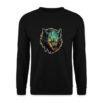 Wolf - Illustration - Unisex Pullover - Schwarz - Vorne - Alina (178cm) & Michal (187cm)