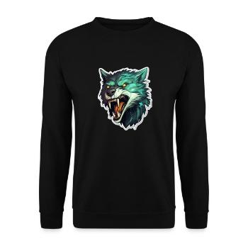 Wolf - Illustration - Unisex Pullover - Schwarz - Vorne - Alina (178cm) & Michal (187cm)