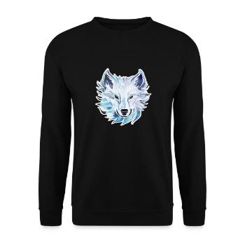 Wolf - Illustration - Unisex Pullover - Schwarz - Vorne - Alina (178cm) & Michal (187cm)