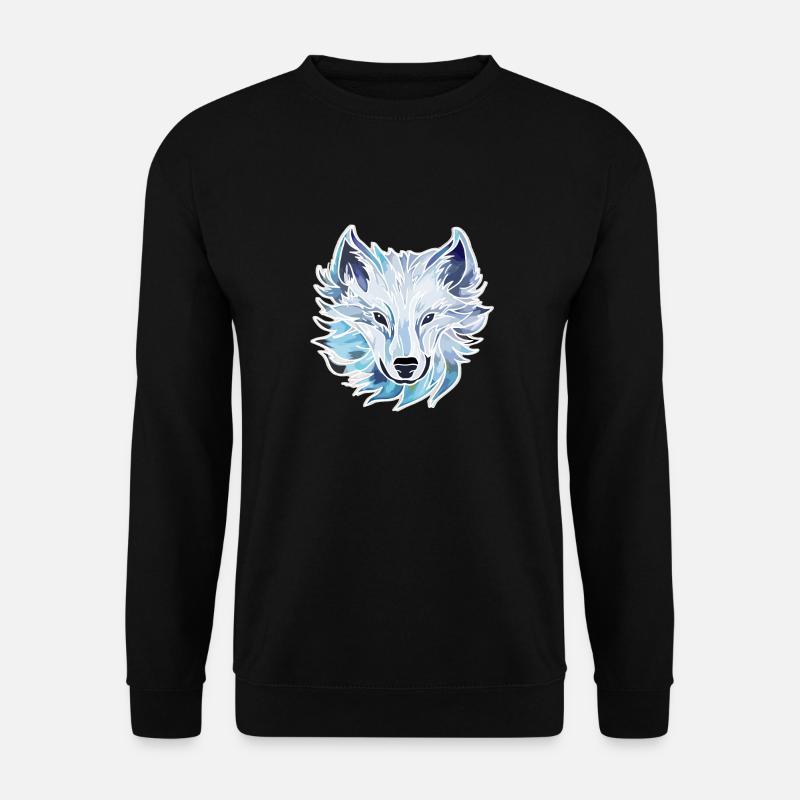Wolf - Illustration - Unisex Pullover - Schwarz