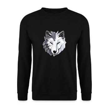 Wolf - Illustration - Unisex Pullover - Schwarz - Vorne - Alina (178cm) & Michal (187cm)