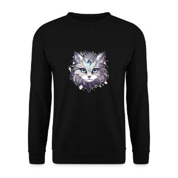 Chat - illustration - Sweat-shirt Unisexe - noir - Devant - Alina (178cm) & Michal (187cm)