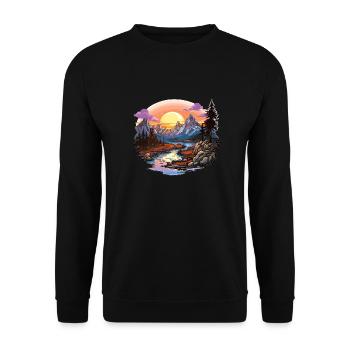 Paysage - Illustration - Sweat-shirt Unisexe - noir - Devant - Alina (178cm) & Michal (187cm)