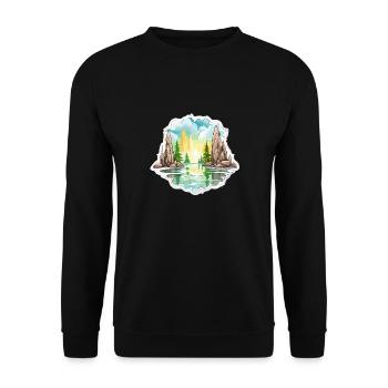 Paysage - Illustration - Sweat-shirt Unisexe - noir - Devant - Alina (178cm) & Michal (187cm)