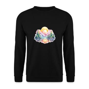 Paysage - Illustration - Sweat-shirt Unisexe - noir - Devant - Alina (178cm) & Michal (187cm)