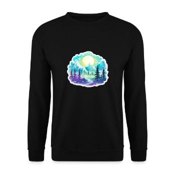 Paysage - Illustration - Sweat-shirt Unisexe - noir - Devant - Alina (178cm) & Michal (187cm)