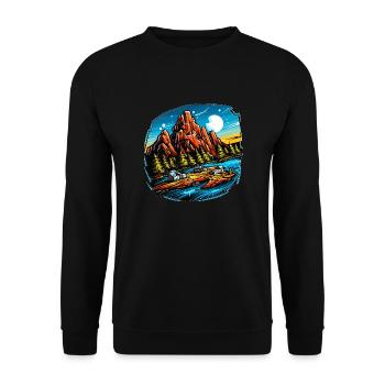 Paysage - Illustration - Sweat-shirt Unisexe - noir - Devant - Alina (178cm) & Michal (187cm)