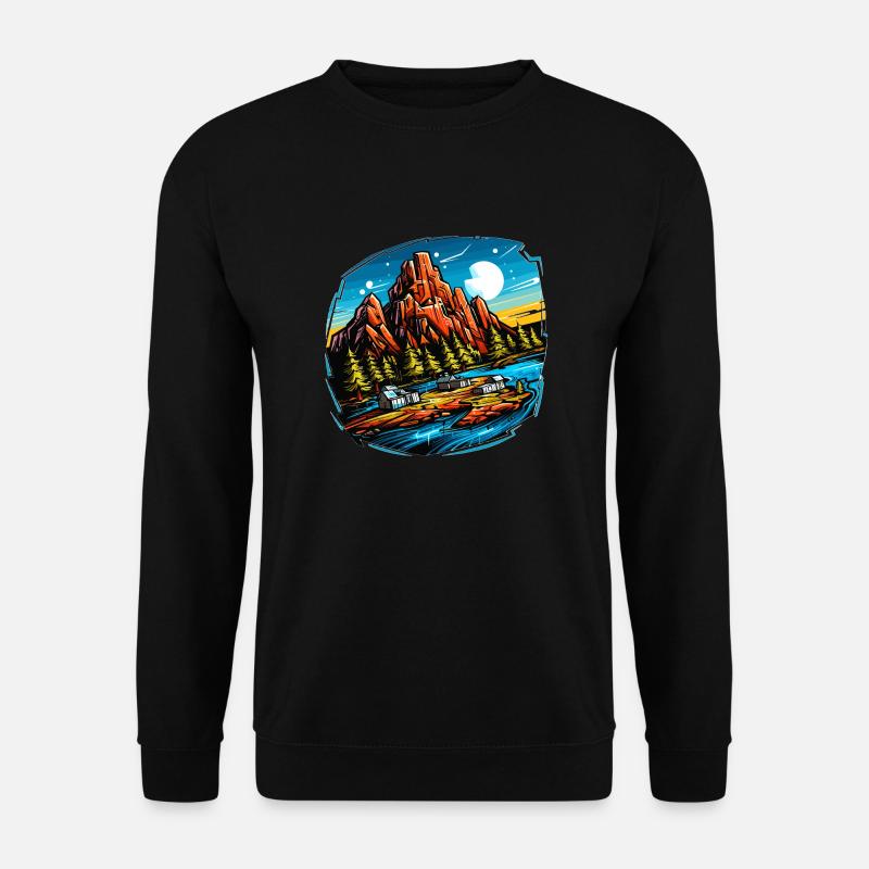 Landschaft - Illustration - Unisex Pullover - Schwarz