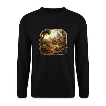 Paysage - Illustration - Sweat-shirt Unisexe - noir - Devant - Alina (178cm) & Michal (187cm)