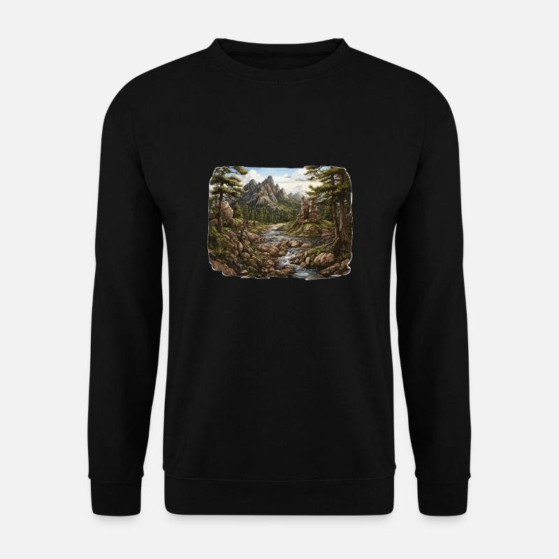 Landschaft - Illustration - Unisex Pullover - Schwarz