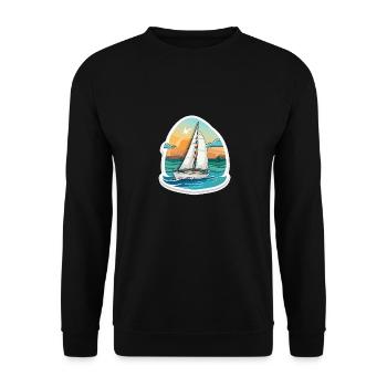 Sailboat - illustration - Unisex Sweatshirt - black - Front - Alina (178cm) & Michal (187cm)