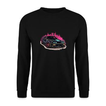 Auto - Illustration - Unisex Pullover - Schwarz - Vorne - Alina (178cm) & Michal (187cm)