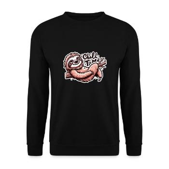 Chill Time - Illustration du paresseux - Sweat-shirt Unisexe - noir - Devant - Alina (178cm) & Michal (187cm)