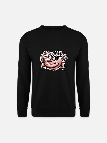 Chill Time - Sloth Illustration - Unisex Sweatshirt - black