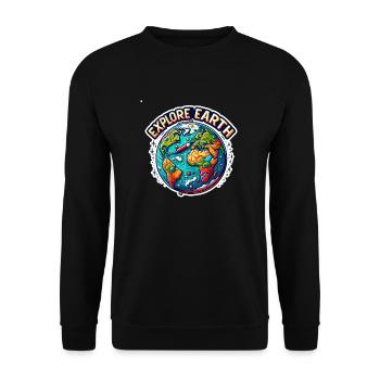 Explorez la Terre - Illustration de la Terre - Sweat-shirt Unisexe - noir - Devant - Alina (178cm) & Michal (187cm)