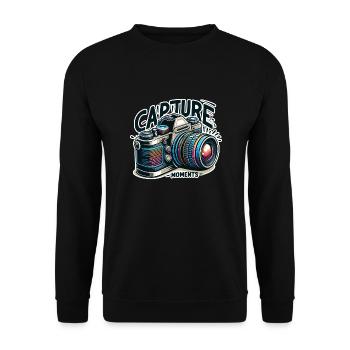 Capturer des moments - Illustration de l’appareil photo - Sweat-shirt Unisexe - noir - Devant - Alina (178cm) & Michal (187cm)