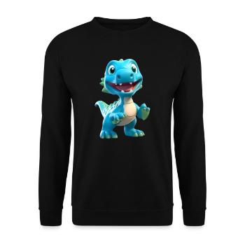 3D-Cartoon-Dinosaurier - Unisex Pullover - Schwarz - Vorne - Alina (178cm) & Michal (187cm)