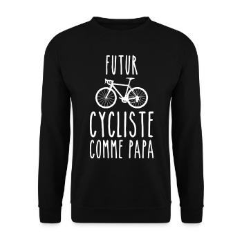 Future cyclist like dad - Unisex Sweatshirt - black - Front - Alina (178cm) & Michal (187cm)
