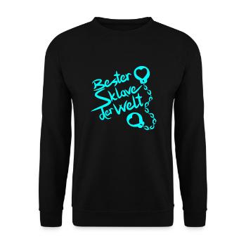 Bester Sklave der Welt Spruch Erotik Sexualität - Unisex Pullover - Schwarz - Vorne - Alina (178cm) & Michal (187cm)