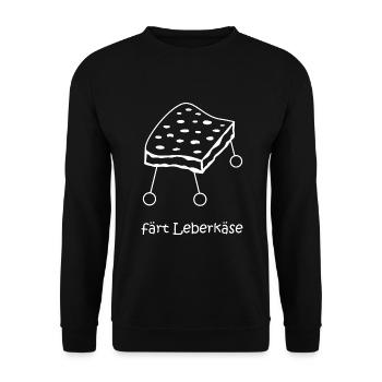 färt Leberkäse, Pferdeleberkäse, Pferd mit Rädern - Unisex Pullover - Schwarz - Vorne - Alina (178cm) & Michal (187cm)