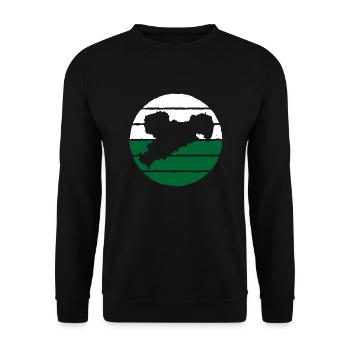 Sachsen Flagge Umriss Sächsische Fahne Ossi SN - Unisex Pullover - Schwarz - Vorne - Alina (178cm) & Michal (187cm)