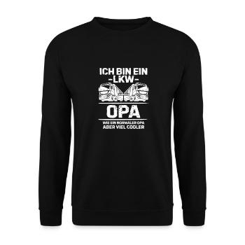 Opa LKW-fahrer Geschenk - Unisex Pullover - Schwarz - Vorne - Alina (178cm) & Michal (187cm)