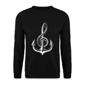 Bateau Ancre Clé de partition Nautik Marins musiciens - Sweat-shirt Unisexe - noir - Devant - Alina (178cm) & Michal (187cm)