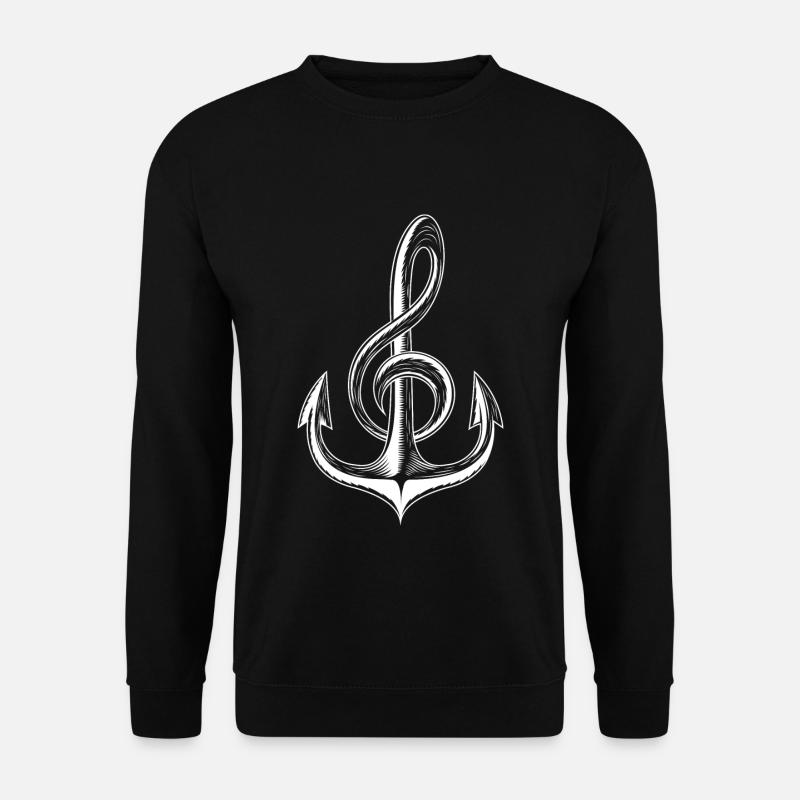 Boot Anker Notenschlüssel Nautik Segler Musiker - Unisex Pullover - Schwarz