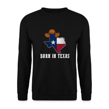 Texas Born Design für stolze Texaner - Unisex Pullover - Schwarz - Vorne - Alina (178cm) & Michal (187cm)