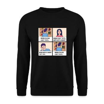 Vatertag Comic Design - Unisex Pullover - Schwarz - Vorne - Alina (178cm) & Michal (187cm)