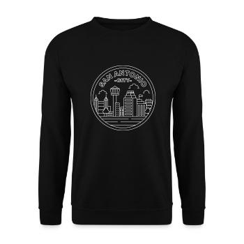 San Antonio City Skyline Design for Proud San Antonio - Unisex Sweatshirt - black - Front - Alina (178cm) & Michal (187cm)