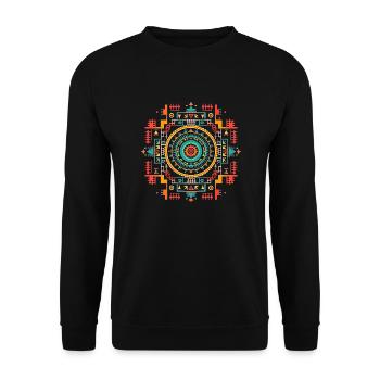 Géométrie Sacrée - Vastu Yantra Mandala - Sweat-shirt Unisexe - noir - Devant - Alina (178cm) & Michal (187cm)